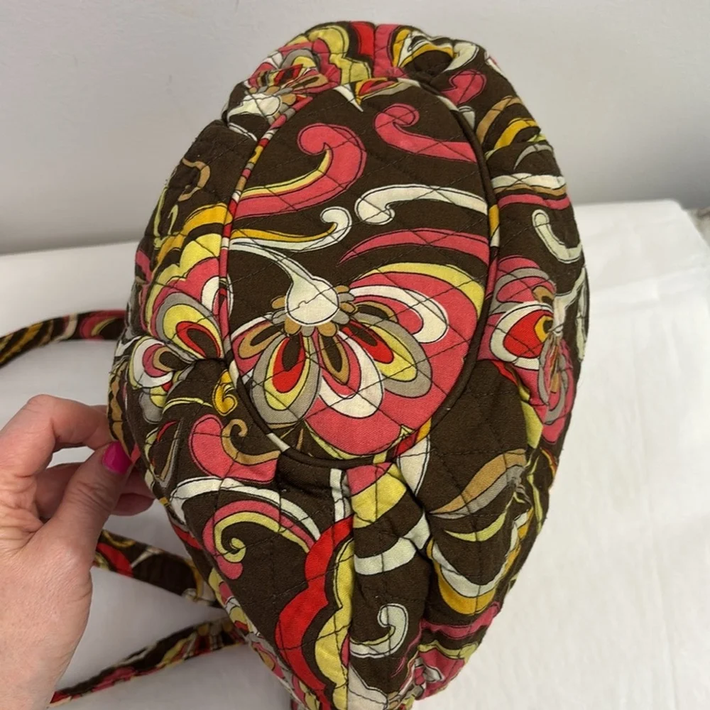 VERA BRADLEY PUCCINI (retired print) tote bag satchel multi pockets brown orange - Picture 14 of 17
